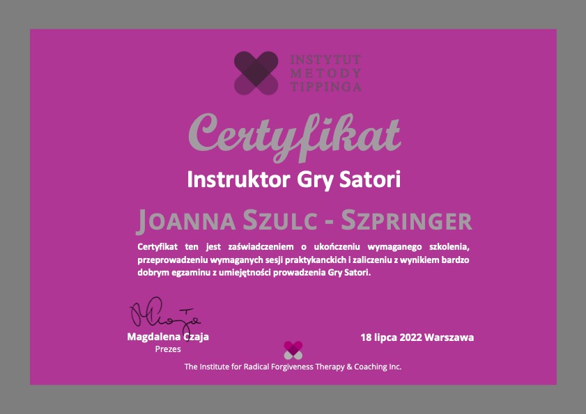 Certyfikat Instruktora gry Satori